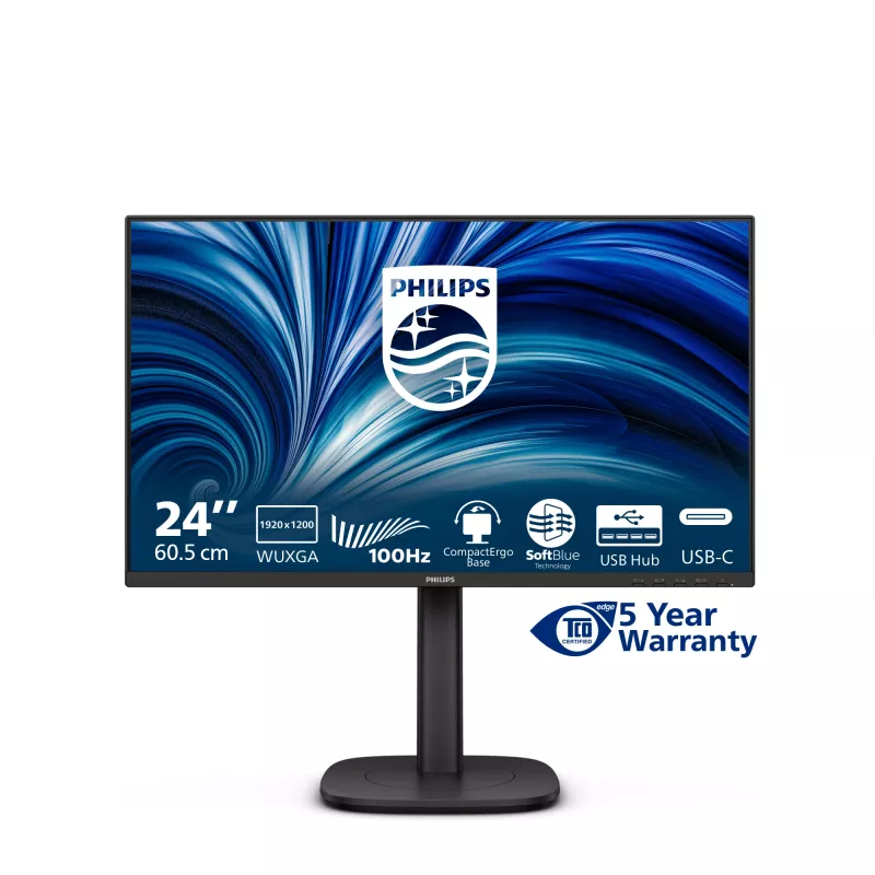 Philips 3000 seeria 24B2N3200D/00 arvutimonitor 61,2 cm (24,1 tolli) 1920 x 1200 pikslit WUXGA LCD must