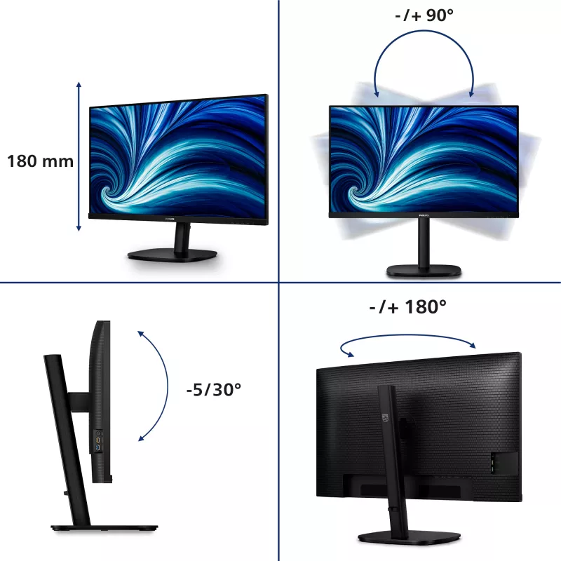 Philips 32B2U3601/00 arvutimonitor 80 cm (31,5 tolli) 2560 x 1440 pikslit Quad HD LCD must