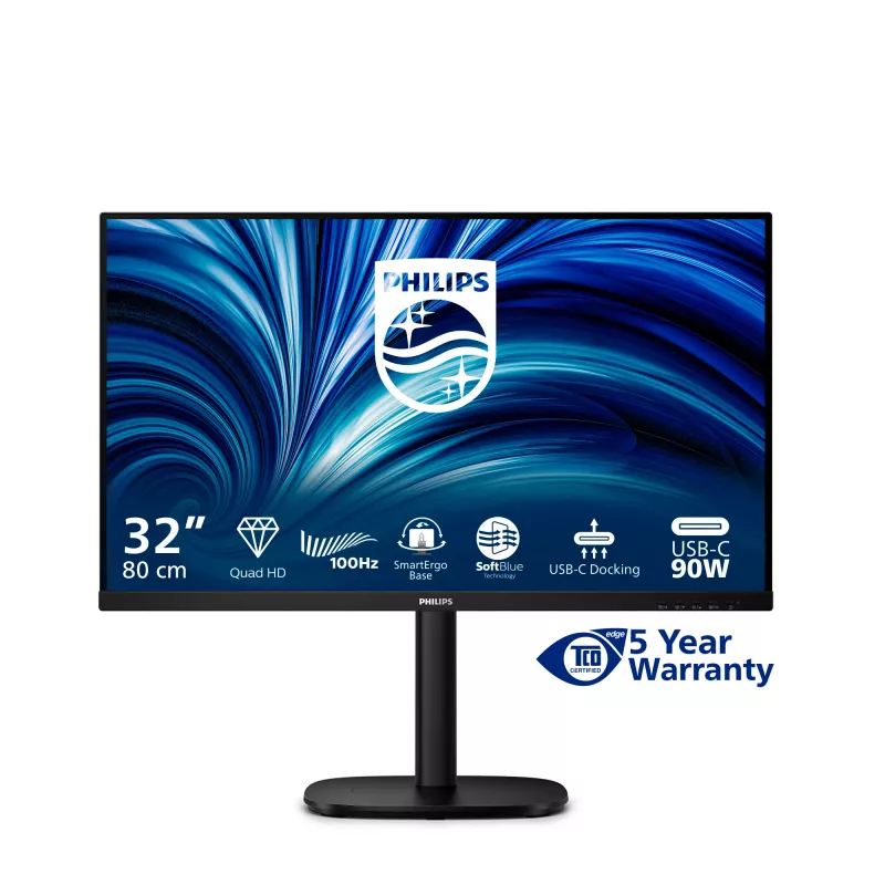 Philips 32B2U3601/00 arvutimonitor 80 cm (31,5 tolli) 2560 x 1440 pikslit Quad HD LCD must