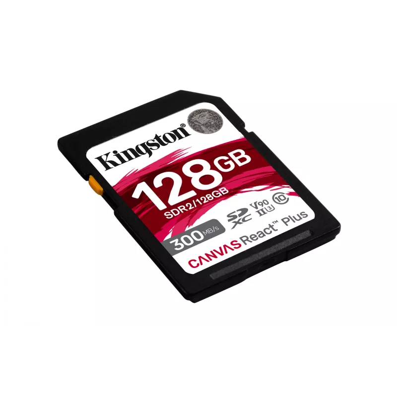 Kingston Technology 128 GB Canvas React Plus SDXC UHS-II 300R/260W U3 V90 Full HD/4K/8K jaoks