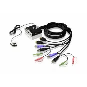 ATEN 2-pordiline USB HDMI KVM-lüliti heliga, 1920 x 1200 pikslit, WUXGA, 0,72 W, Must