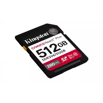 Kingston Technology 512GB Canvas React Plus SDXC UHS-II 280R/150W U3 V60 Full HD/4K jaoks