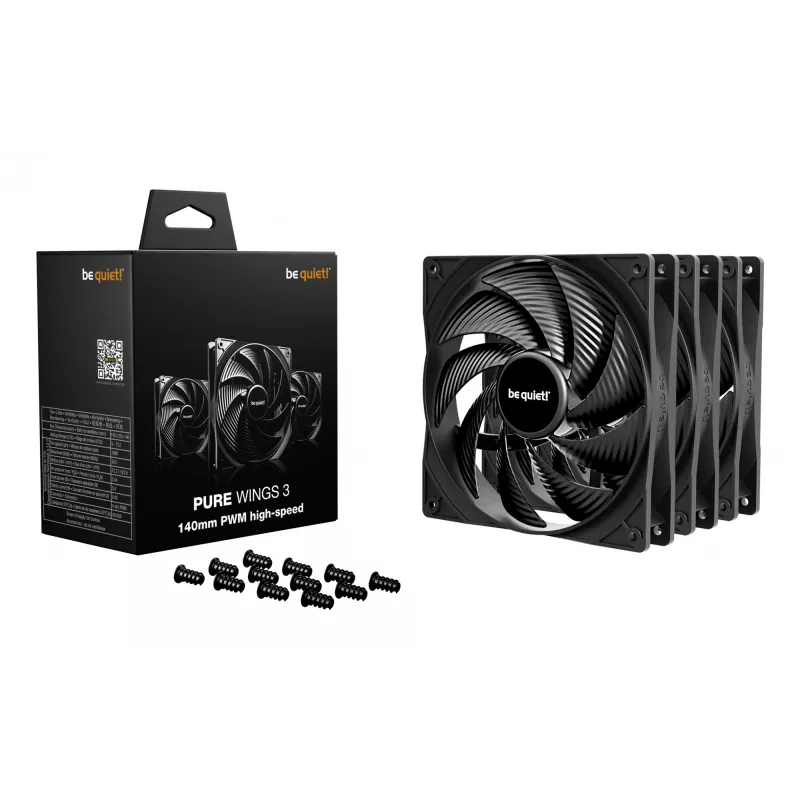 be quiet Pure Wings 3 140mm | PWM kiire Triple Pack Arvutikorpuse ventilaator 14 cm Must 3 tk