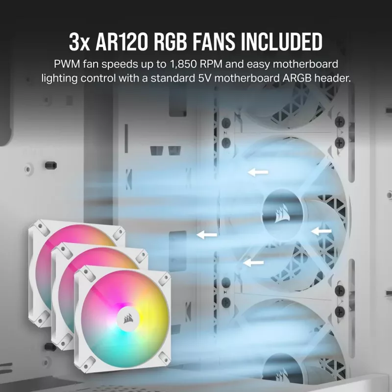 CORSAIR keskmise suurusega arvutikorpus - 3000d RGB Airflow - Valge