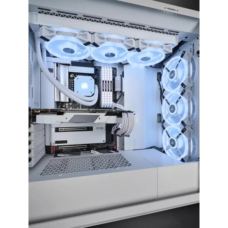CORSAIR Mid-tower nutikas korpus - Icue 5000x - RGB Ql Edition karastatud klaas - valge