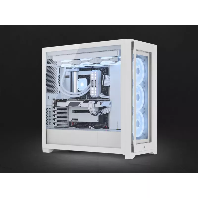 CORSAIR Mid-tower nutikas korpus - Icue 5000x - RGB Ql Edition karastatud klaas - valge