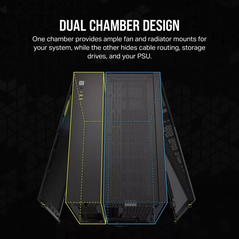 CORSAIR arvutikorpus - Icue Link 2500x RGB Micro ATX kahekambriline must