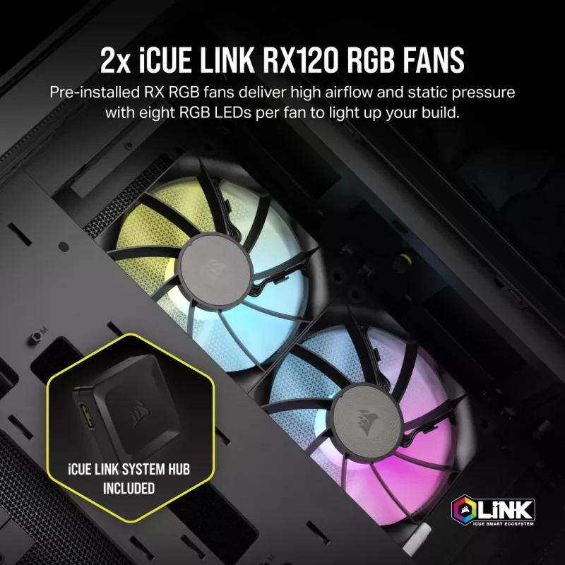 CORSAIR arvutikorpus - Icue Link 2500x RGB Micro ATX kahekambriline must