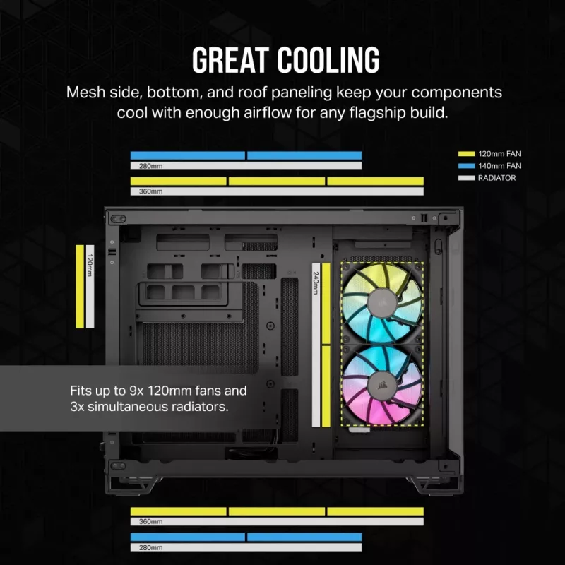 CORSAIR arvutikorpus - Icue Link 2500x RGB Micro ATX kahekambriline must