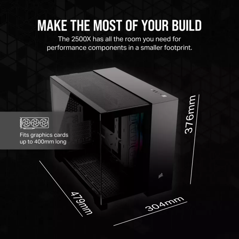 CORSAIR arvutikorpus - Icue Link 2500x RGB Micro ATX kahekambriline must