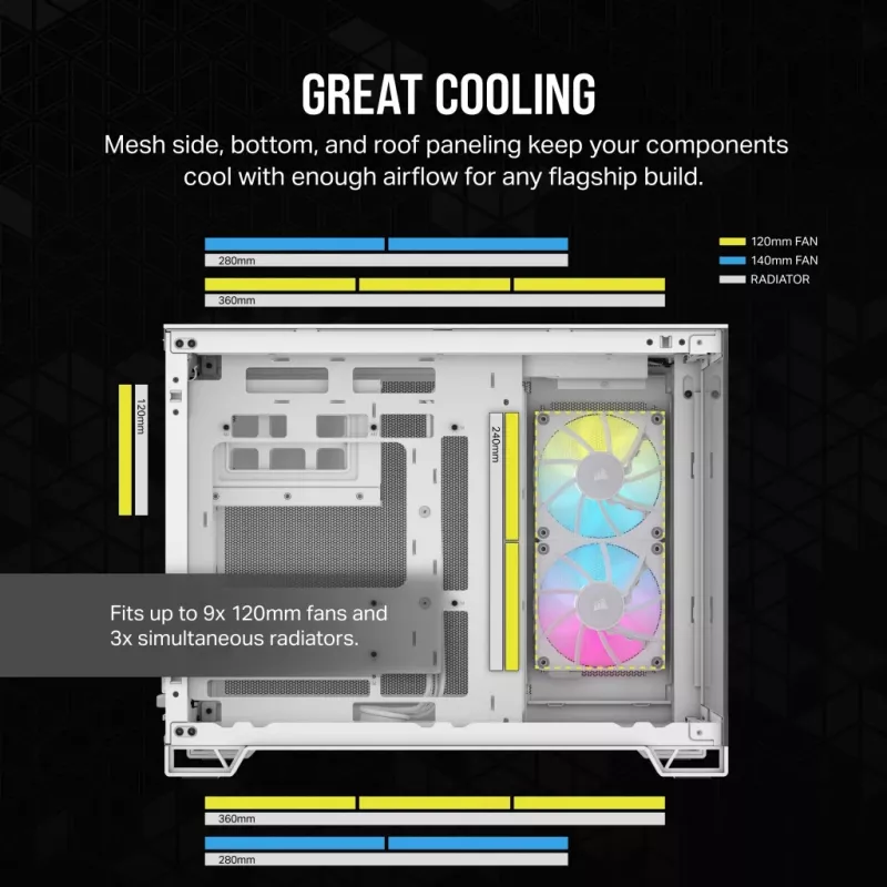CORSAIR Pc Case - Icue Link 2500x RGB Micro ATX Dual Chamber Valge