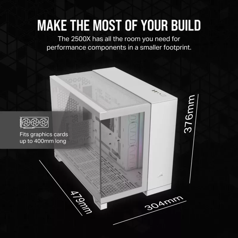 CORSAIR Pc Case - Icue Link 2500x RGB Micro ATX Dual Chamber Valge