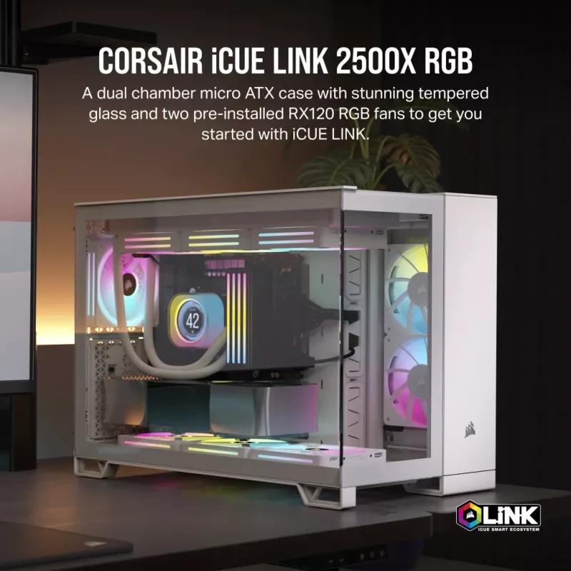 CORSAIR Pc Case - Icue Link 2500x RGB Micro ATX Dual Chamber Valge