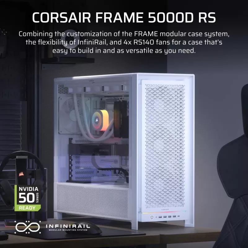 CORSAIR Arvutikorpus - Frame 5000D RS Kõrge õhuvooluga Mid-tower Arvutikorpus - Valge