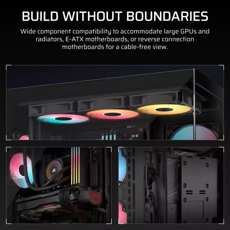 PC Midi Tower korpus CORSAIR 3500X RS-R ARGB — Must, karastatud klaas, toetab ATX/EATX/Micro-ITX, 3x120 mm esiventilaatorid