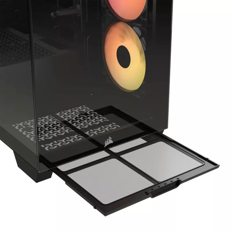 PC Midi Tower korpus CORSAIR 3500X RS-R ARGB — Must, karastatud klaas, toetab ATX/EATX/Micro-ITX, 3x120 mm esiventilaatorid