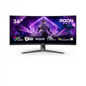 AOC AGON PRO AG346UCD arvutimonitor 86,4 cm (34 tolli) 3440 x 1440 pikslit Wide Quad HD QD-OLED must, hall