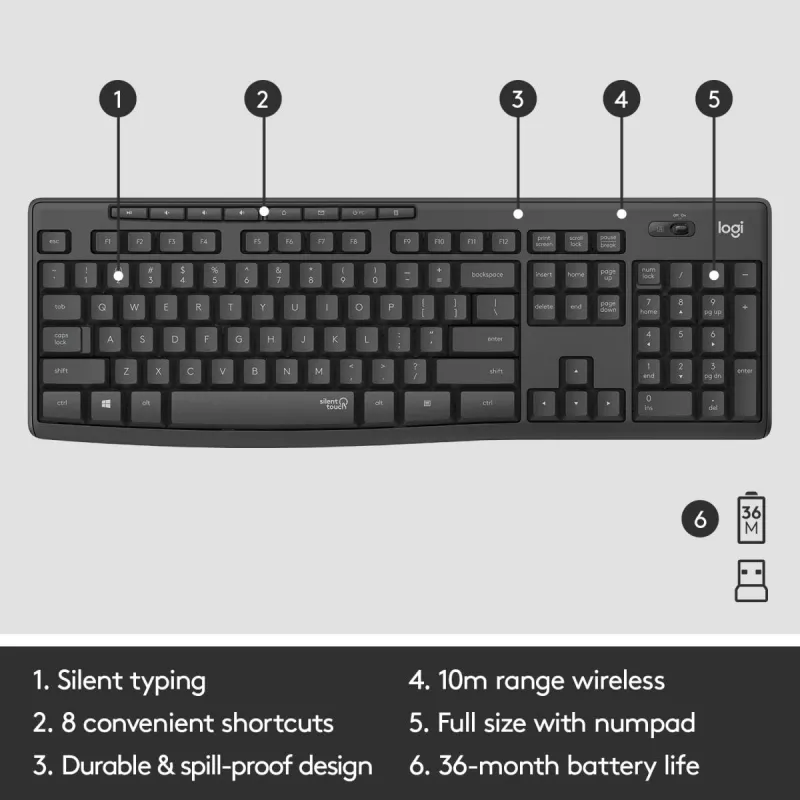 LOGITECH Mk295 Silent Wireless Combo Graphite Azerty Belgian