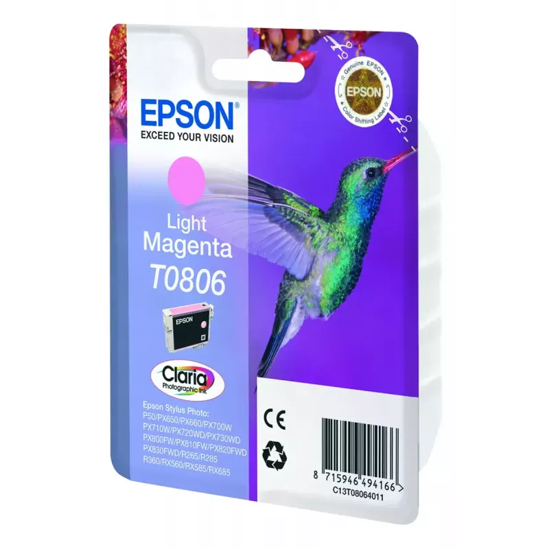 Epson Hummingbird üksikpakend hele magenta T0806 Claria fototint
