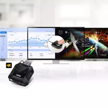 ATEN 2-pordiline USB 4K HDMI kaabliga KVM-lüliti kaugportvalijaga