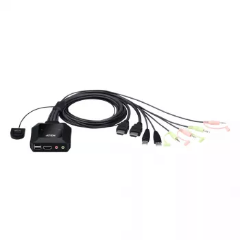 ATEN 2-pordiline USB 4K HDMI kaabliga KVM-lüliti kaugportvalijaga
