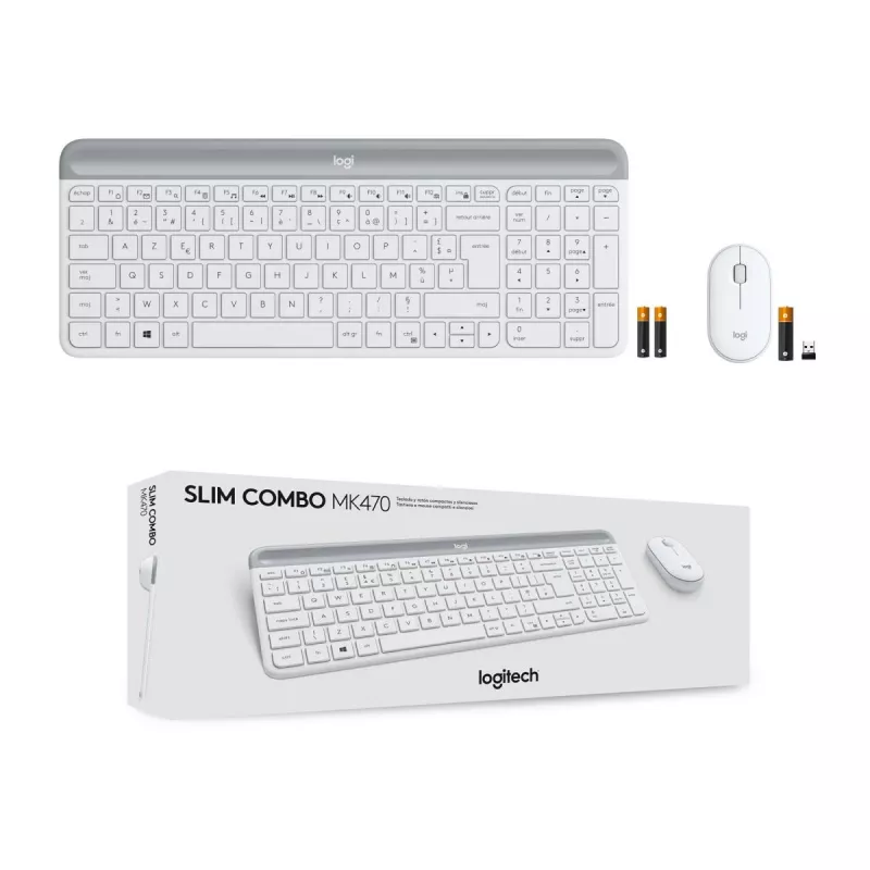 LOGITECH Õhuke juhtmevaba klaviatuuri ja hiire komplekt Mk470 - Valge - Azerty Prantsuse