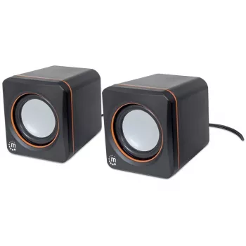 Manhattan 2600 Series Speaker System, Small Size, Big Sound, Two Speakers, Stereo, USB power, Output: 2x 3W, 3.5mm plug for sound, In-Line volume control, kaabel 0.9m, Must, Three Year Warranty
