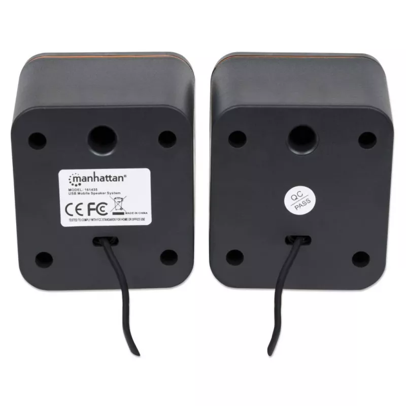 Manhattan 2600 Series Speaker System, Small Size, Big Sound, Two Speakers, Stereo, USB power, Output: 2x 3W, 3.5mm plug for sound, In-Line volume control, kaabel 0.9m, Must, Three Year Warranty