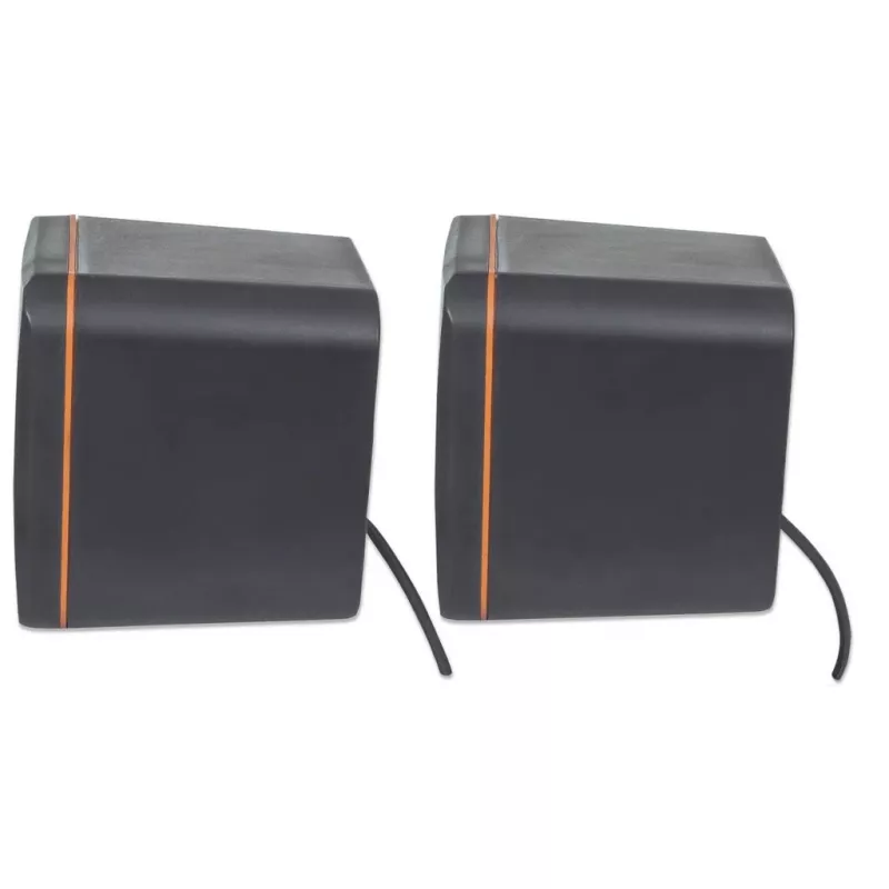 Manhattan 2600 Series Speaker System, Small Size, Big Sound, Two Speakers, Stereo, USB power, Output: 2x 3W, 3.5mm plug for sound, In-Line volume control, kaabel 0.9m, Must, Three Year Warranty