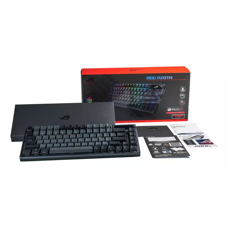 ASUS ROG Azoth klaviatuur Gaming USB + RF juhtmevaba + Bluetooth QWERTY Must
