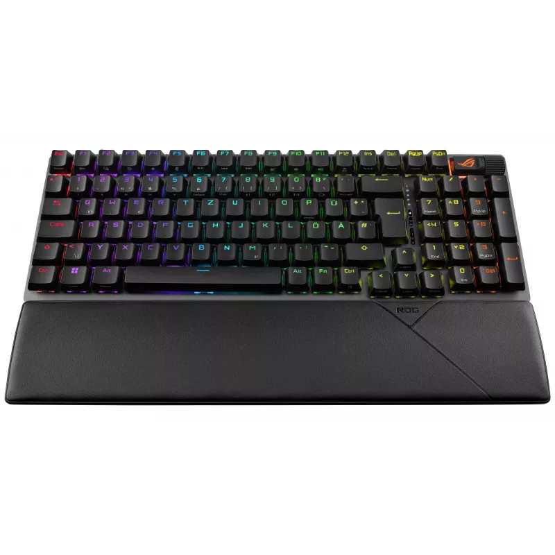 ASUS ROG Strix Scope II 96 Wireless klaviatuur mängimiseks USB + RF juhtmevaba + Bluetooth QWERTZ Saksa must