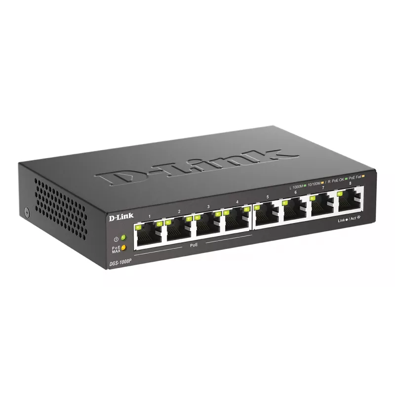 Haldamatu lüliti D-Link DGS-1008P/E, L2, 8 porti, PoE