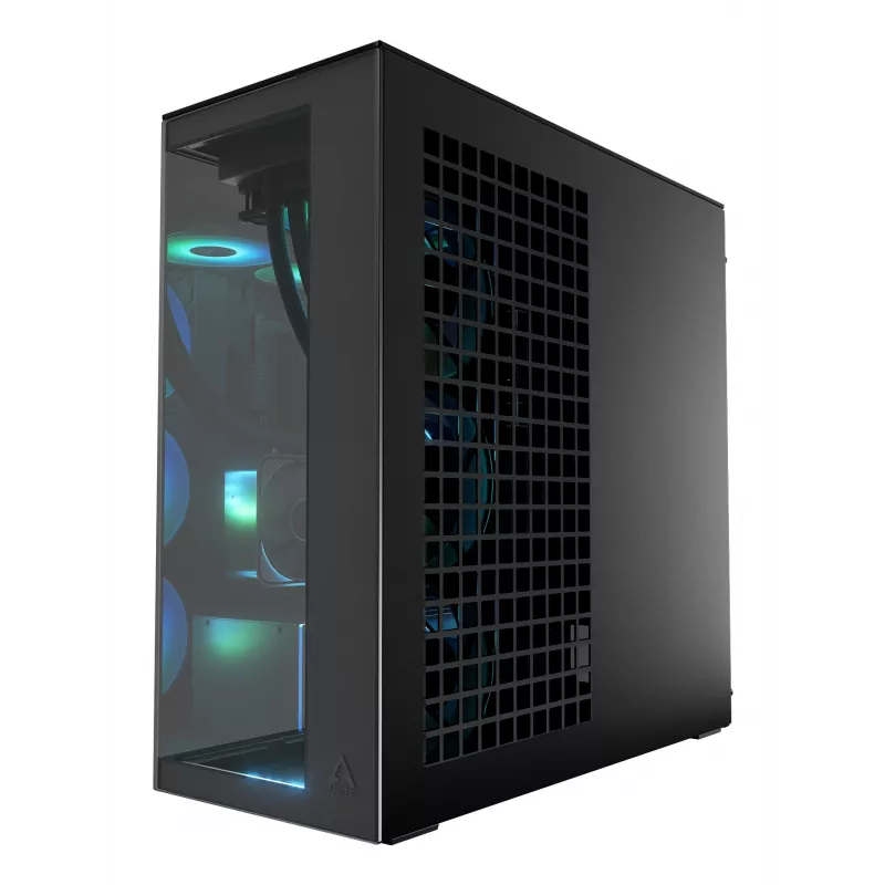 ARCTIC Xtender VG (Mirror Black) Premium E-ATX PC korpus vertikaalse GPU paigaldusega