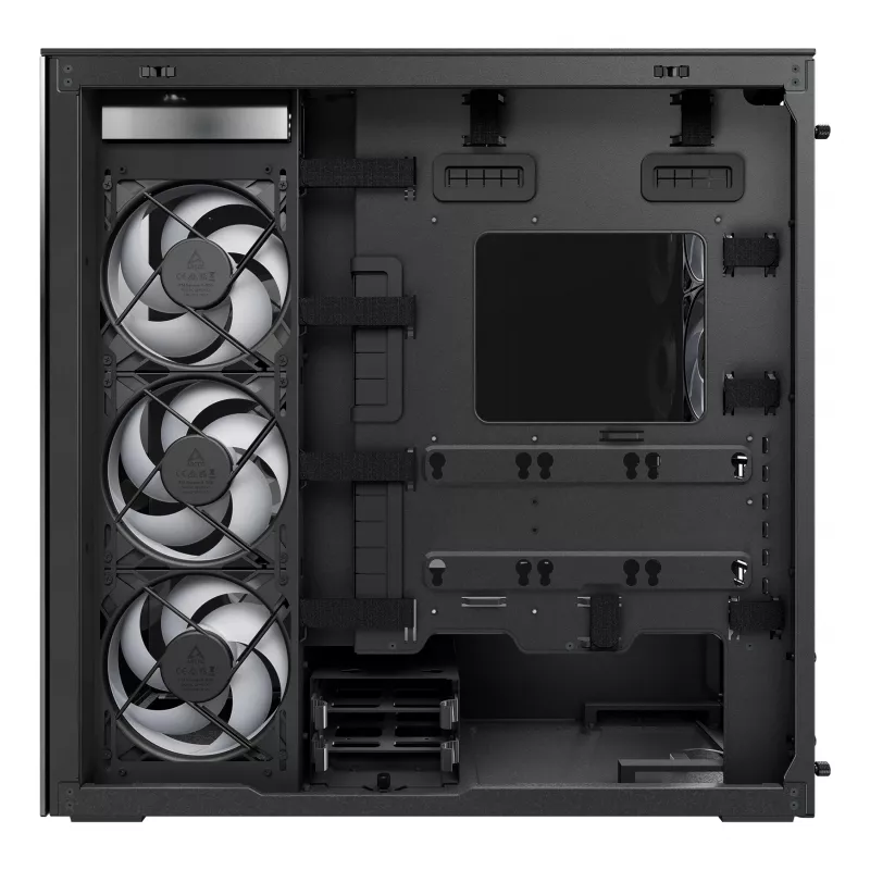 ARCTIC Xtender VG (Mirror Black) Premium E-ATX PC korpus vertikaalse GPU paigaldusega