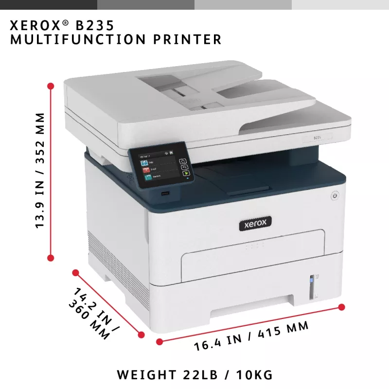 Xerox B235 A4 34ppm juhtmevaba dupleks koopia/prindi/skanni/faks PS3 PCL5e/6 ADF 2 salve kokku 251 lehte