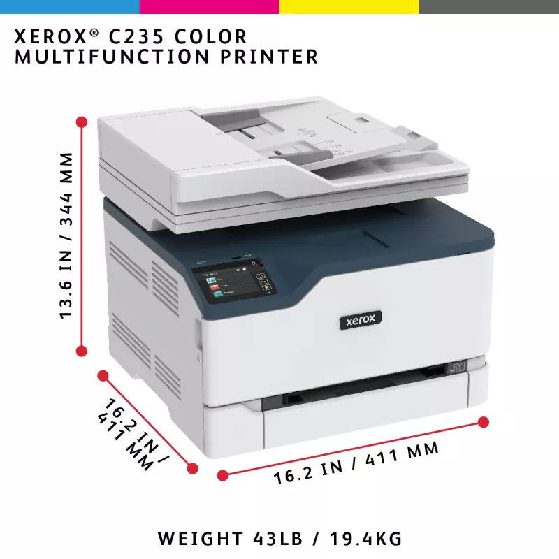 Xerox C235 A4 22ppm juhtmevaba koopia/prindi/skanni/faks PS3 PCL5e/6 ADF 2 salve kokku 251 lehte