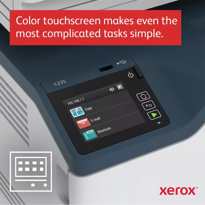 Xerox C235 A4 22ppm juhtmevaba koopia/prindi/skanni/faks PS3 PCL5e/6 ADF 2 salve kokku 251 lehte