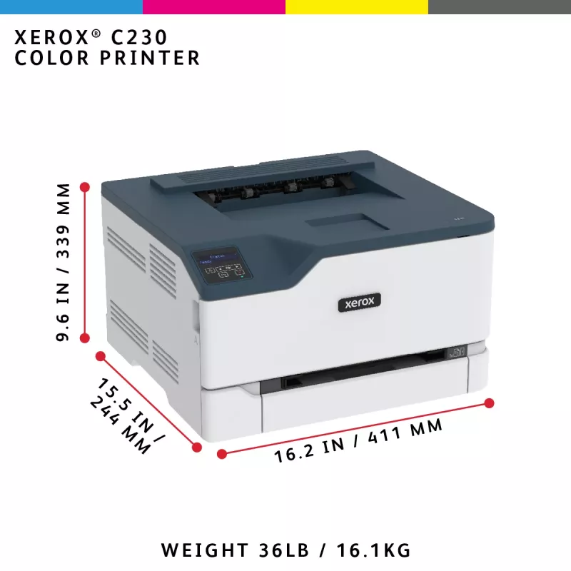 Xerox C230 A4 22ppm juhtmeta kahepoolne printer PS3 PCL5e6 2 alust kokku 251 lehte