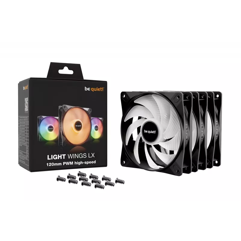 be quiet LIGHT WINGS LX 120mm PWM High Speed 3-Pack Must arvutikorpuse ventilaator 12 cm 3 tk