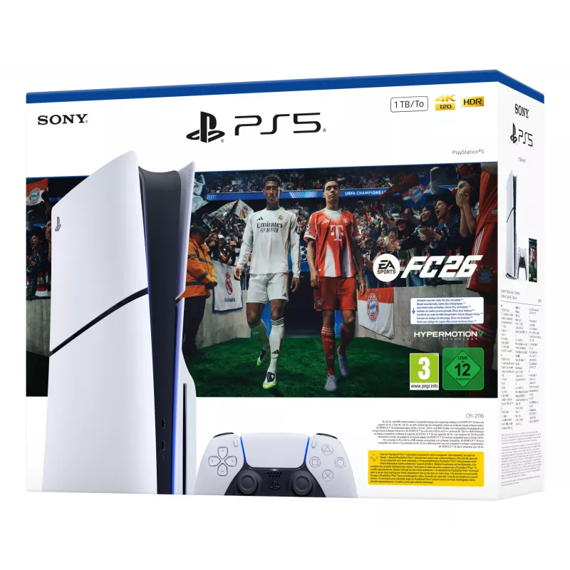 Sony PlayStation 5 + EA Sports FC 26 komplekt 1 TB Wi-Fi Must, Valge