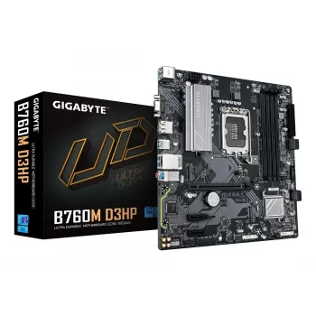 GIGABYTE B760M D3HP emaplaat – Intel Core 14. põlvkonna protsessoritele, 4+1+1 faasi VRM, kuni 5600 MHz DDR5, 2xPCIe 4.0 M.2, GbE LAN, USB 3.2 Gen 1