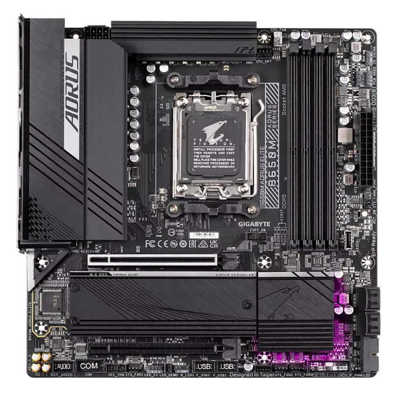 GIGABYTE B650M AORUS ELITE emaplaat - AMD Ryzen 9000 protsessoritele, 12+2+2 faasi VRM, kuni 8000MHz DDR5, 1xPCIe 5.0 + 1xPCIe 4.0 M.2, 2.5GbE LAN, USB 3.2 Gen 2x2