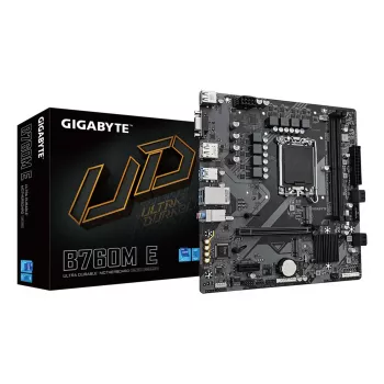 GIGABYTE B760M E emaplaat – toetab 14. põlvkonna Intel Core protsessoreid, 6+1+1 faasi VRM, kuni 7200 MHz DDR5 (OC), 2xPCIe 4.0 M.2, 1 GbE LAN, USB 3.2 Gen 1