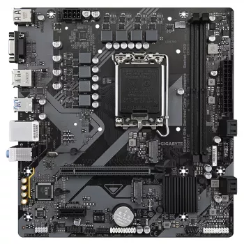 GIGABYTE B760M E emaplaat – toetab 14. põlvkonna Intel Core protsessoreid, 6+1+1 faasi VRM, kuni 7200 MHz DDR5 (OC), 2xPCIe 4.0 M.2, 1 GbE LAN, USB 3.2 Gen 1