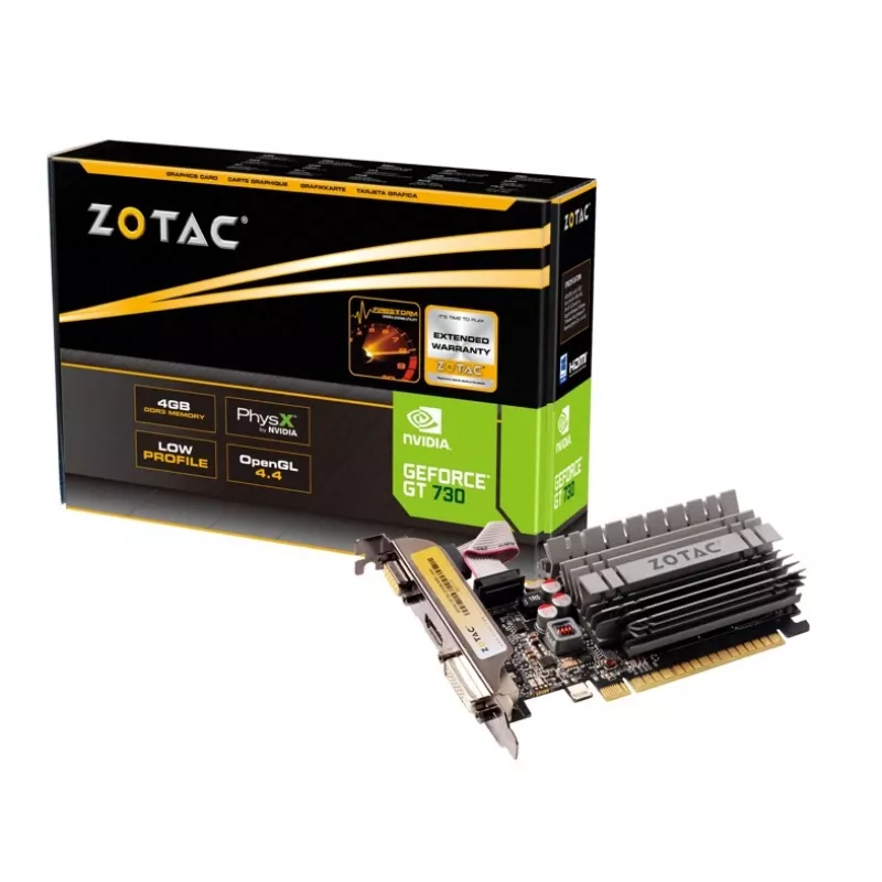 ZOTAC Graafikakaart Force 4GB GT730 PCI-E 2.0 x16 DVI/HDMI/VGA 902MHz 2560x1600