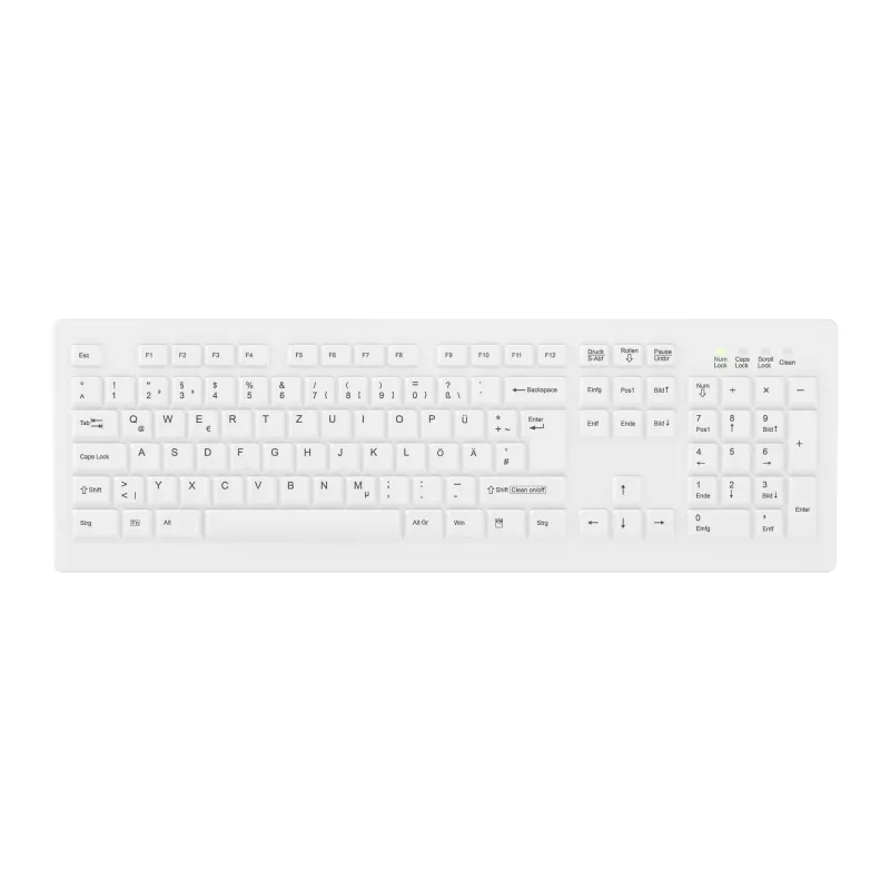 Contour Design Active Key Contour ClassicClean Meditsiiniline klaviatuur eemaldatava kaanega, täissuuruses juhtmevaba valge DE C8100
