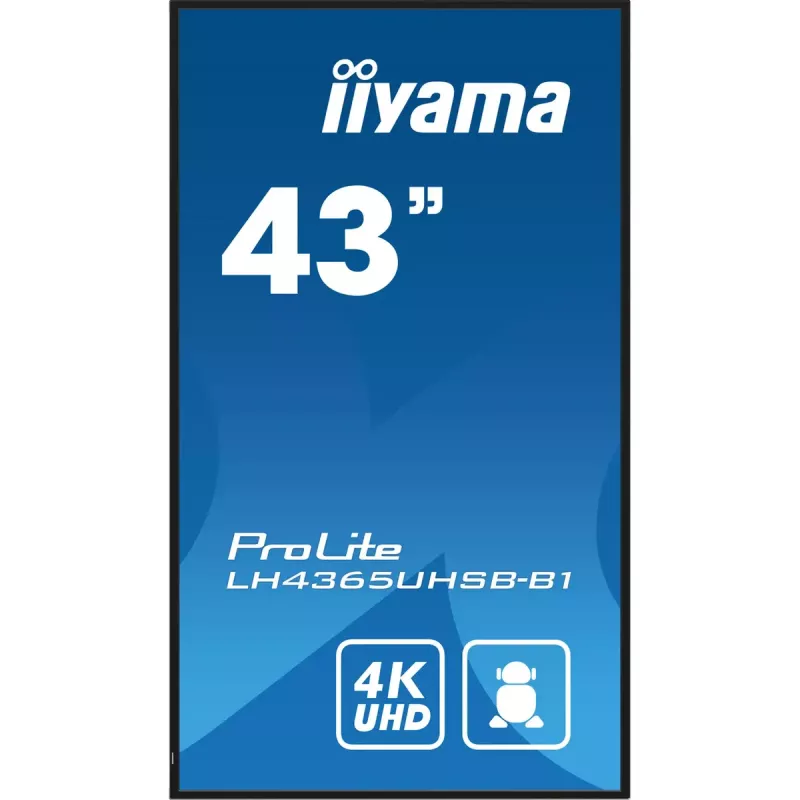 iiyama LH4365UHSB-B1 Signage-ekraan kioskikujundusega 108 cm (42,5 tolli) LED Wi-Fi 800 cd/m² 4K Ultra HD Must Sisseehitatud protsessor Android 11 24/7