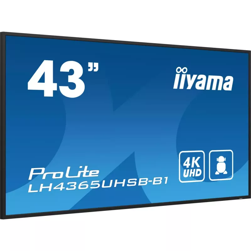 iiyama LH4365UHSB-B1 Signage-ekraan kioskikujundusega 108 cm (42,5 tolli) LED Wi-Fi 800 cd/m² 4K Ultra HD Must Sisseehitatud protsessor Android 11 24/7
