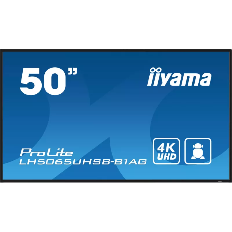 iiyama LH5065UHSB-B1AG Signage-ekraan Digitaalne signatuur lameekraan 125,7 cm (49,5 tolli) LCD Wi-Fi 800 cd/m² 4K Ultra HD Must Sisseehitatud protsessor Android 11 24/7