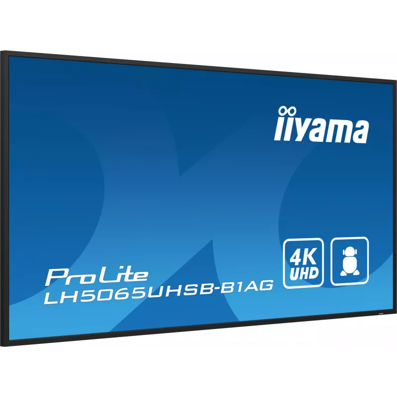 iiyama LH5065UHSB-B1AG Signage-ekraan Digitaalne signatuur lameekraan 125,7 cm (49,5 tolli) LCD Wi-Fi 800 cd/m² 4K Ultra HD Must Sisseehitatud protsessor Android 11 24/7